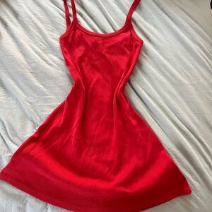 Red A-Line thick cotton tank Dress